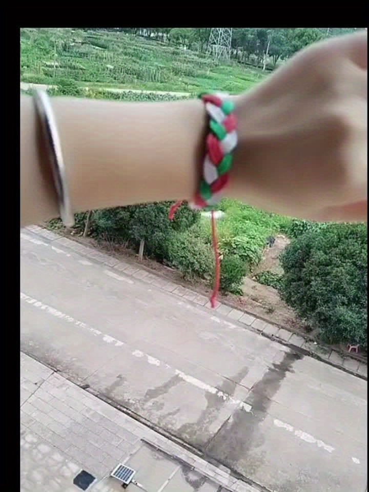 Boho Friendship Bracelet Red Green Wax Thread Style